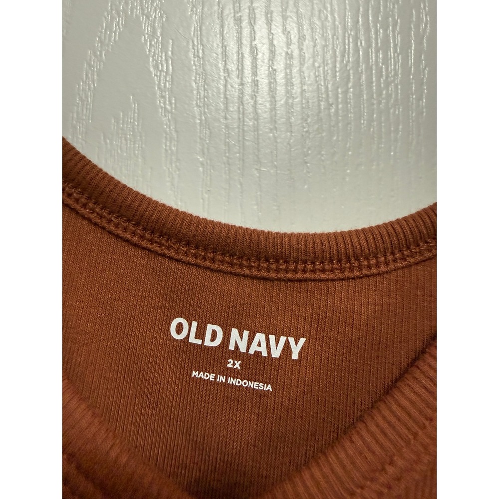 New Old Navy Womens 2X Ribbed Ruffle trim Knit Tank Top Plus Size Chestnut brown - Picture 4 of 15